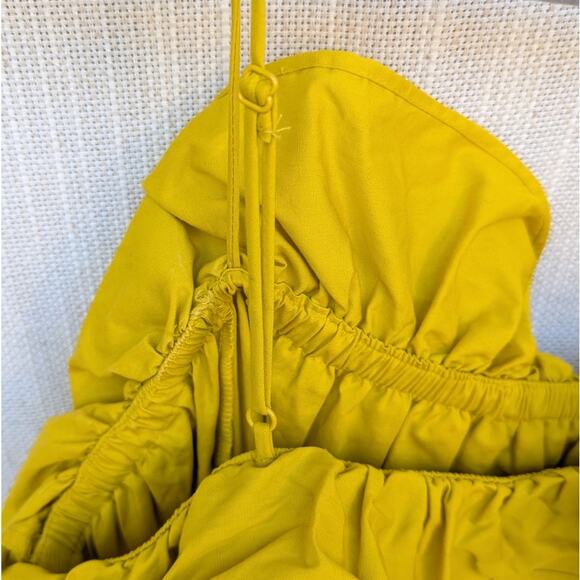 H&M HM Yellow Cotton Sleeveless Ruffle Midi Maxi Dress, Size M - Picture 5 of 8